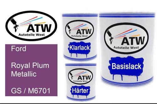 Ford, Royal Plum Metallic, GS / M6701: 1L Lackdose + 1L Klarlack + 500ml Härter - Set, von ATW Autoteile West.
